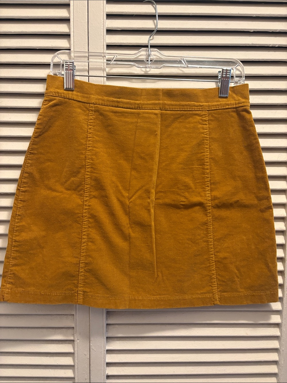 Button-Front Corduroy Mini Skirt in Mustard - Picture 2 of 6